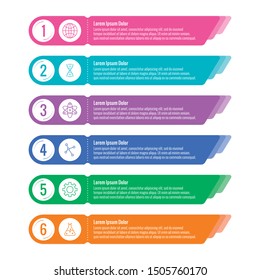 six step ribbon template. six options infographic. business information template