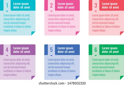 six step square banner. text supported banners. square banner set. infographic concept