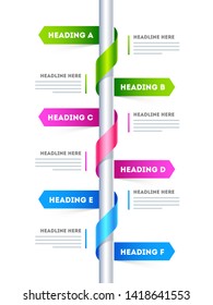 Six step, timeline infographic layout with headline description, using for Business Infographic presentation or chart.