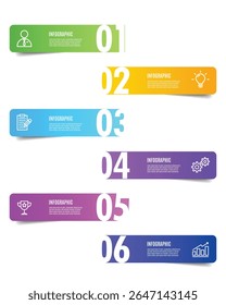 Plantilla de infografía de seis pasos o línea de tiempo