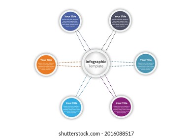Six step Vector Infographic label design template. Can be used for various sector