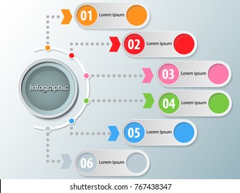 Six Steps 3D Paper Art Style Infographics - Can Illustrate an Idea Strategy Workflow Roadmap
