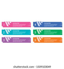 six steps banner template. ribbon information template. vector banners