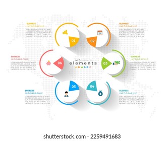 Six steps business infographics template vector illustration.