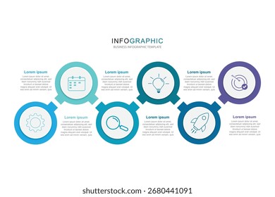 Infografía de los seis pasos del proceso de negocio para la presentación. Vector de ilustración.