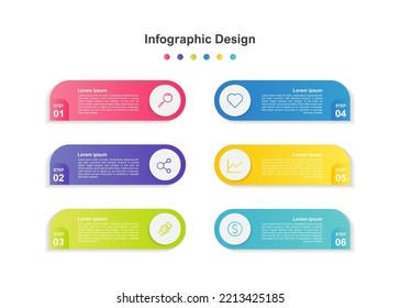 Six Steps Colorful abstract business infographic template