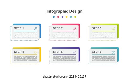 Six Steps Colorful abstract business infographic template