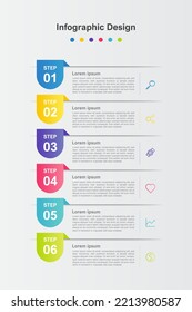 Six Steps Colorful abstract business infographic template