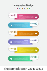 Six Steps Colorful abstract business infographic template