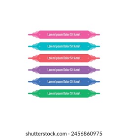 six steps colorful banner set. horizontal banner concept