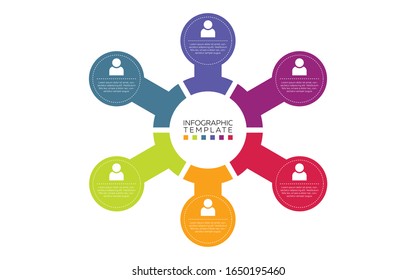 Six steps colorful infographic with numbers