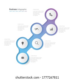
six steps to the concept of success. Colorful pointer modern business timeline infographic template with icons and elements. Can be used for workflow layouts, banners, diagrams, web design. Vector il