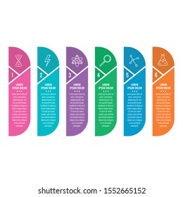 six steps geometric infographic template. sticker infographic design. vertical business information template