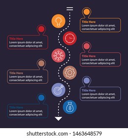 Six Steps info graphics with six icons and elegant attractive colors