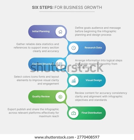 Six Steps Infographic Design Template Process Workflow Diagram