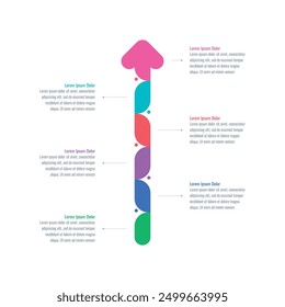 six steps infographic template. Information template with arrow. Infographic template for annual report, catalog, magazine. Informational template for business, science world