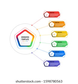 six steps infographic template with pentagons and polygonal elements on a white background. modern business process visualisation with thin line marketing icons. vector illustration eps 10