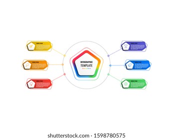 six steps infographic template with pentagons and polygonal elements on a white background. modern business process visualisation with thin line marketing icons. vector illustration eps 10