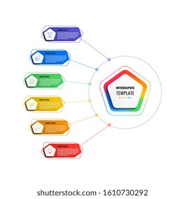 six steps infographic template with pentagons and polygonal elements on a black background. modern business process visualisation with thin line marketing icons. vector illustration eps 10