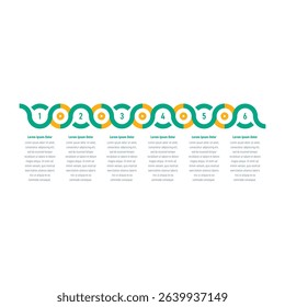six steps infographic template. wavy and geometric information template. infographic template for business, education, industry, technology world. information template for annual report, magazine