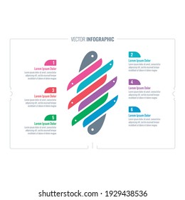 six steps infographic template. web, internet, annual report, magazine information templates. truncated ellipse information template