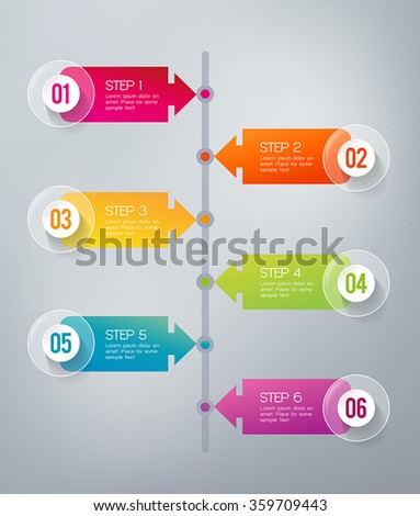Six steps infographics - can illustrate a strategy, workflow or a timeline