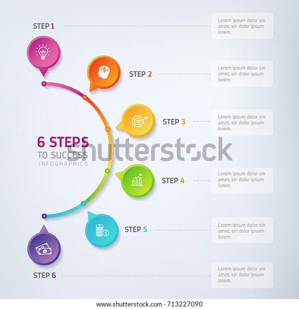 Six Steps Infographics Can Illustrate Strategy Stock Vector (Royalty ...