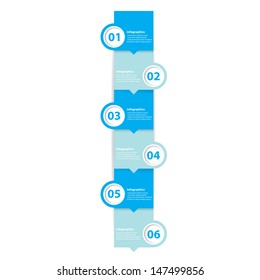 six steps Modern blue progress paper Design template / can be used for infographics / numbered banners / horizontal cutout lines / graphic or website layout vector