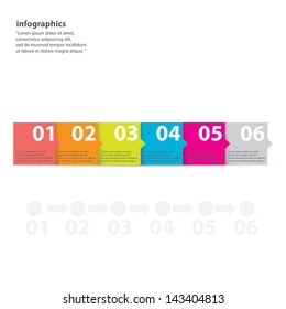 six steps Modern Design template / can be used for infographics / numbered banners / horizontal cutout lines / graphic or website layout vector