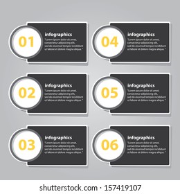 six steps Modern Design template / can be used for infographics / numbered banners / horizontal cutout lines / graphic or website layout vector