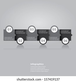 six steps Modern Design template / can be used for infographics / numbered banners / horizontal cutout lines / graphic or website layout vector