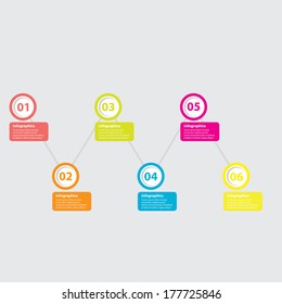 six steps Modern Design template / can be used for infographics / numbered banners / horizontal cutout lines / graphic or website layout vector