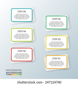 Seis pasos plantilla de diseño moderno. Se puede utilizar para infografías, banners numerados, líneas de corte horizontal, gráficos o vectores de diseño de sitios web.