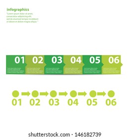six steps Modern green Design template / can be used for infographics / numbered banners / horizontal cutout lines / graphic or website layout vector
