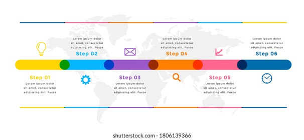 six steps modern infographic timeline presentation template