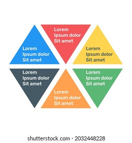 Sechs Stufen Statistik mit Heptagon-Infografik