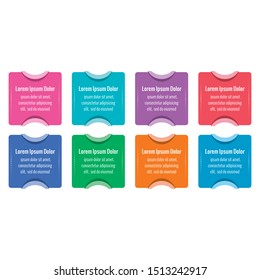 six steps sticker template. colorful information template