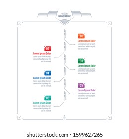 six steps technological and futuristic infographic template. annual report, presentation, report, web, internet, catalog infographic template. six steps business information template