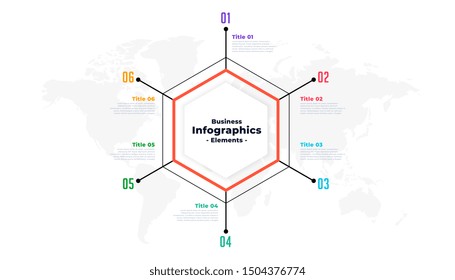 six steps thin line business infographic presentation template