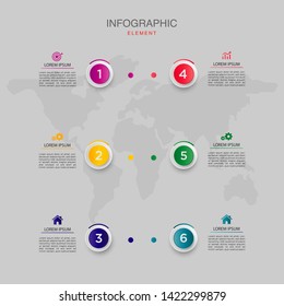 six steps timeline infographic, modern workflow banner