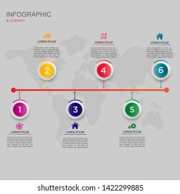 six steps timeline infographic, modern workflow banner