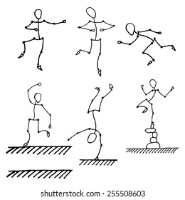 six stick human figures set