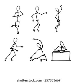 six stick human figures set