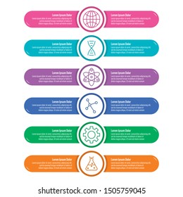 six stick infographic template. sticker information template. science information