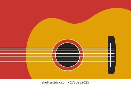 six strings acoustic guitar background, musical instrument banner, jazz festival poster template