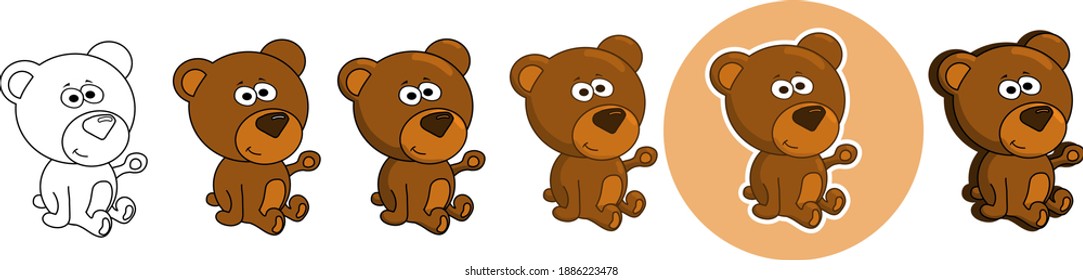 six styles of cute little bear