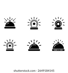 Six Stylish Black and White Service Bell Icons Modern Minimalist Alert Symbols for Website or App Design