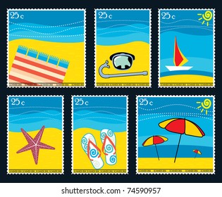 Six Summer postage stamps