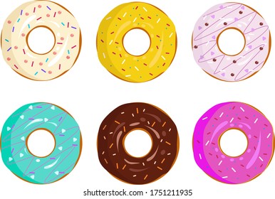 Six sweet and tasty donuts.