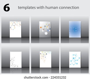 Six templates with human connection-vector illustration